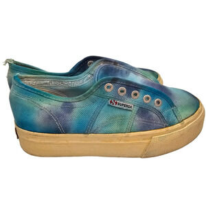 Superga Shoes Womens 7.5 Blue Tie Dye Sneakers S0001L0 Canvas